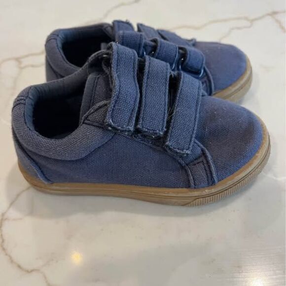 Other - FabKids Toddler Shoes Size 5 Navy Blue Canvas Sneakers Triple Velcro Straps